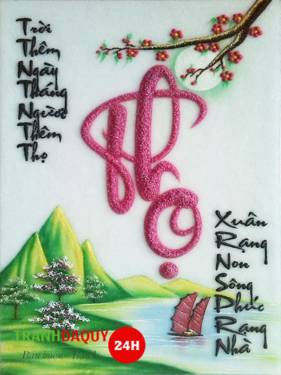Tranh đá quý chữ thọ