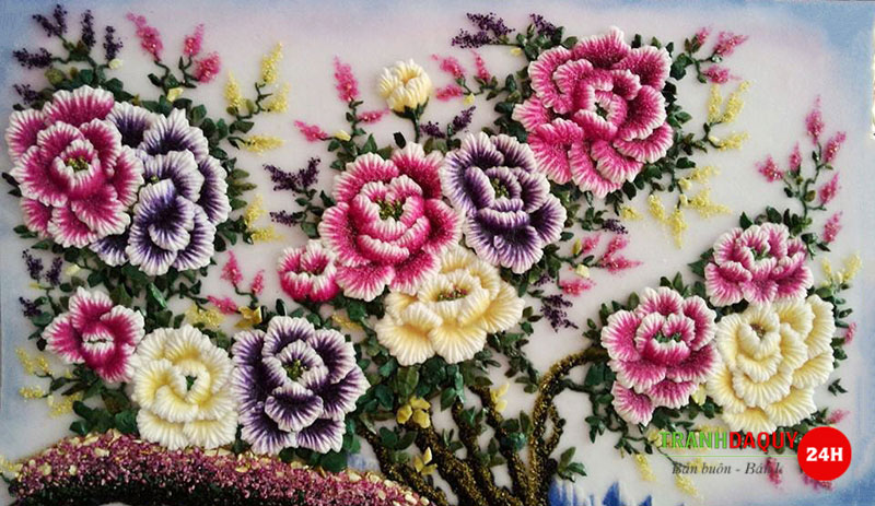 Tranh đá quý hoa mẫu đơn