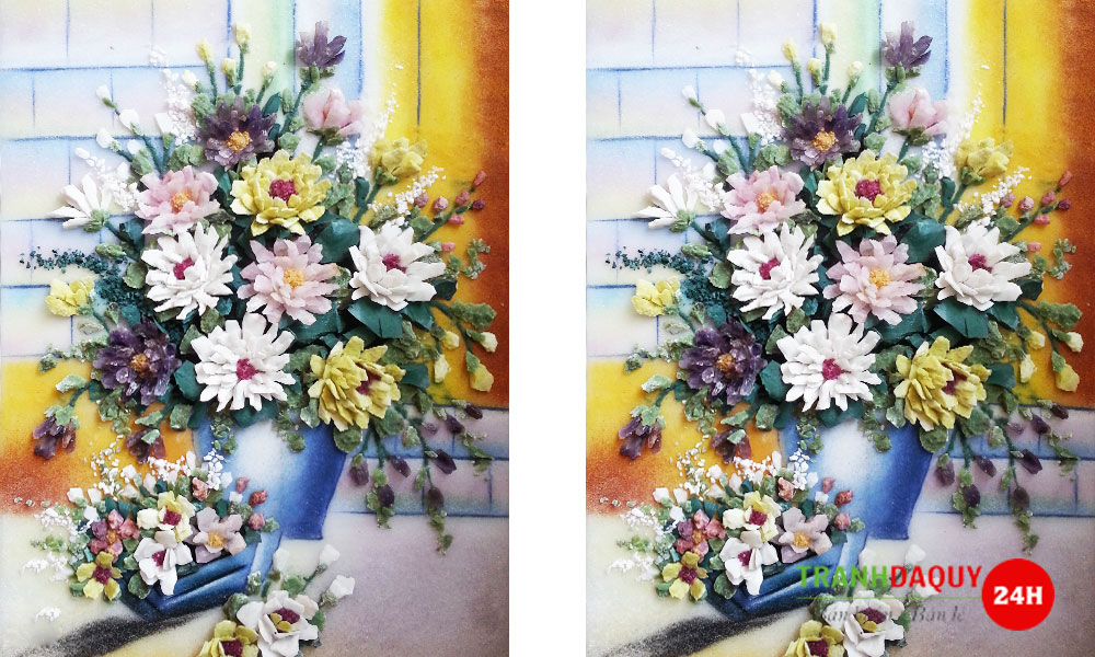 Tranh đá quý lọ hoa xếp