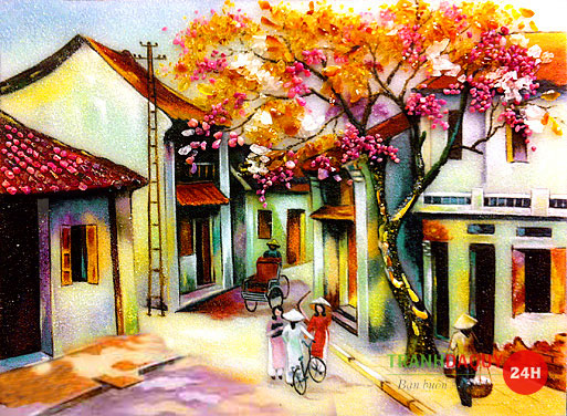 Tranh đá quý phong cảnh | Tranh đá quý 24h | Tranh phố cổ