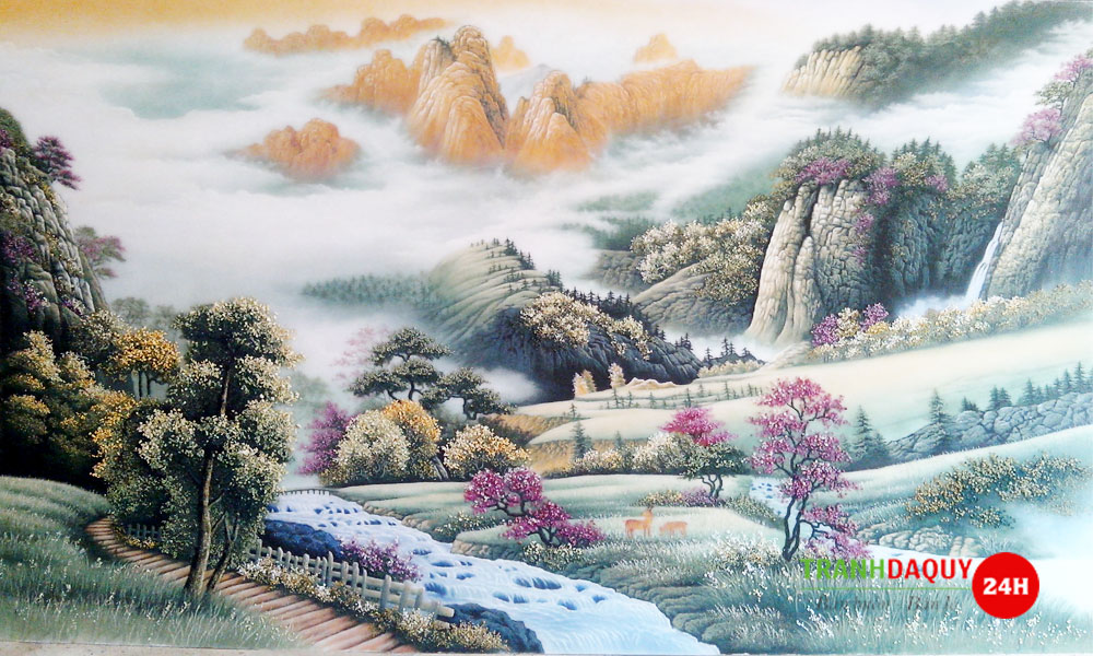 Tranh đá quý phong cảnh núi non