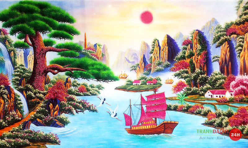 Tranh đá quý phong cảnh | Tranh đá quý thuận buồm xuôi gió