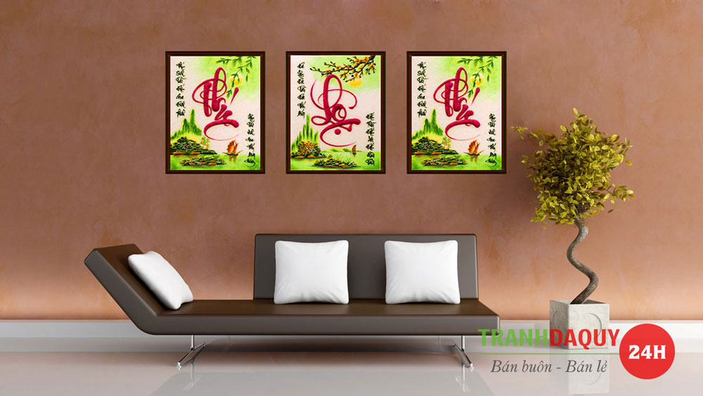 Tranh đá quý phúc lộc thọ | Tranh đá quý 24h