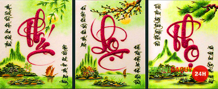 Tranh đá quý phúc lộc thọ | Tranh đá quý 24h