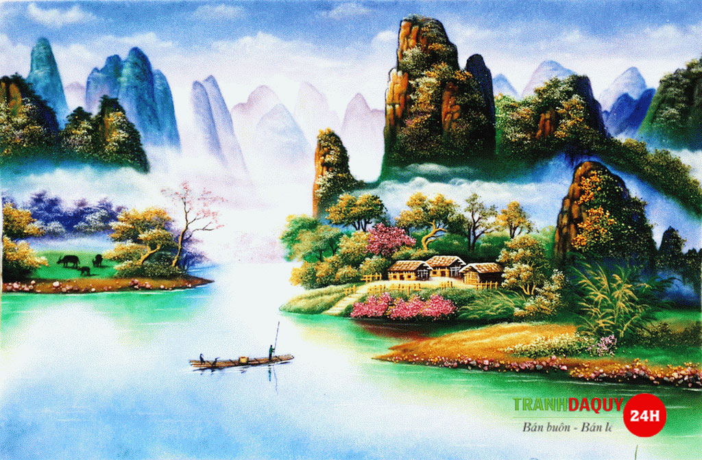 Tranh đá quý sơn thủy