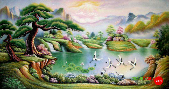 tranh đá quý đẹp Tranh đá quý sơn thủy
