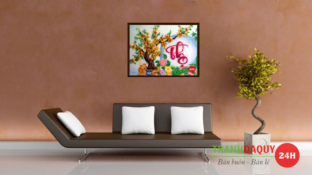 Tranh đá quý thư pháp mai thọ | Tranh đá quý 24h