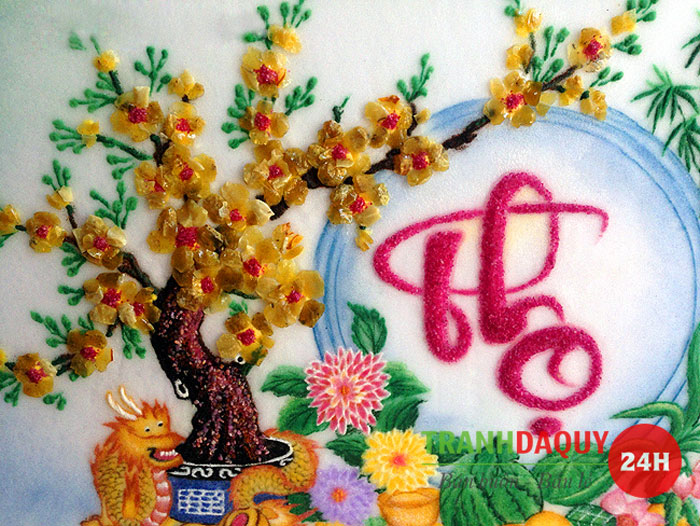 Tranh đá quý thư pháp mai thọ | Tranh đá quý 24h