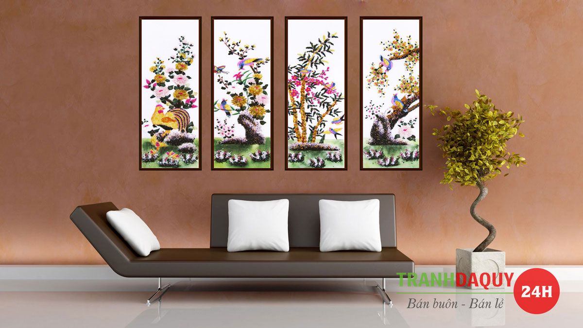 Tranh đá quý tứ quý TQ0004