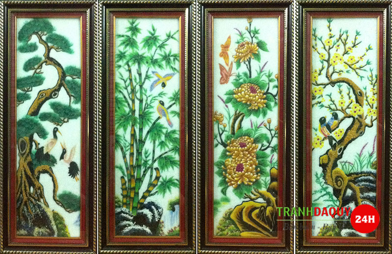 Tranh đá quý tùng cúc trúc mai