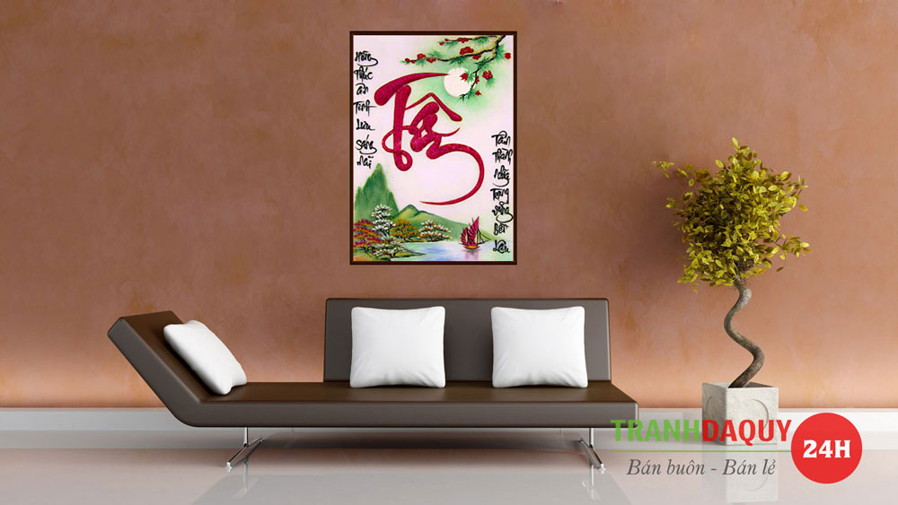 Tranh đá quý thư pháp mai thọ | Tranh đá quý 24h